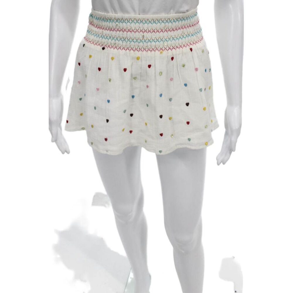 Bell Womens A-Line Skirt White Cotton Geometric Mini Pull On Size 2